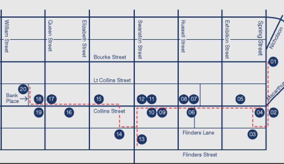 Map of Melbourne CBD Collins Street Area